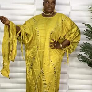 Regal Adire Bubu Dress(Yellow mix)