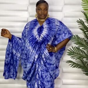 Elegant Adire Bubu Dress(Blue mix)